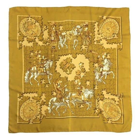187195AB Hermes Scarf Puzzle Carre 90 Multicolor Silk 100% - Picture 1 of 9